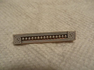 Vintage DECO 18kt Gold Enamel Seed Pearl Bar Pin 4.6 g, 1 9/16" High end estate - Picture 1 of 4
