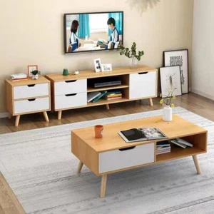 TV Stand Entertainment Unit with Storage Drawer and Coffee Table side table - Picture 1 of 9