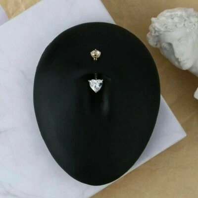 14K Yellow Gold Finish 1.60Ct Heart Moissanite Shaped Belly Botton Women - Image 1 of 4