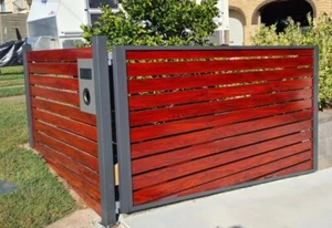 Timber look Aluminium Gates & Fences Merbau Red Cedar Sqm Price - Picture 1 of 13