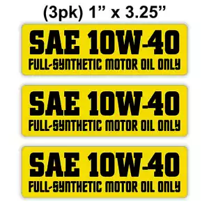 3 piezas SAE 10W-40 aceite de motor totalmente sintético solo pegatinas de vinilo calcomanías de bahía de motor - Imagen 1 de 1