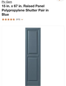 1 PAIR (2) Ply Gem 15 “ X 67 “ Raised Panel Polypropylene Shutters In #41 BLUE - Picture 1 of 8