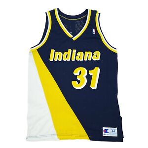 VTG RARE INDIANA PACERS REGGIE MILLER AUTHENTIC CHAMPION JERSEY STITCHED SIZE 44