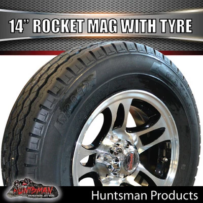 14" Ford Pattern Caravan Boat Trailer Rocket Alloy Mag Wheel & 195R14C Tyre - image 1 of 4