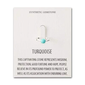 Synthetic Turquoise Adjustable Ring with Quote Card - Picture 1 of 9