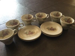 Demitasse Cups & Saucers 40’s Salem Godly Victorian Mother and Child Vintage - Picture 1 of 1