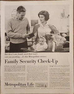 Metropolitan Life Insurance 1963 anuncio vintage seguridad familiar 14"x10" - Imagen 1 de 1