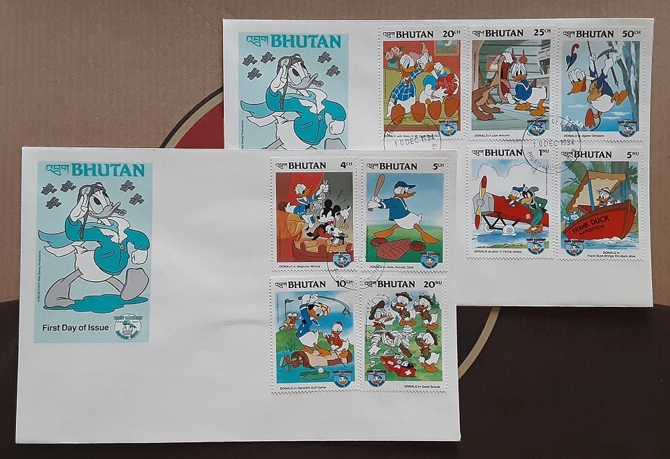 BHUTAN 1984 Two FDC's Disney Donald Duck Superb 3377 - Image 1 of 1