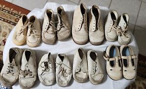 ANTIQUE BABY SHOES VICTORIAN LACE UP LEATHER CHILD SANDALS TODDLER LOT OF 8