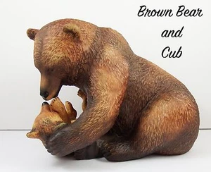 Large Franklin Mint Porcelain Brown Bear Mother & Cub Very Cute - Picture 1 of 3