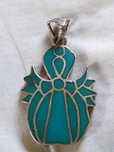 Vintage Egyptian Blue Stone Inlay Pendant. - Picture 1 of 14