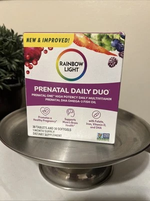 Multivitamínico Rainbow Light Prenatal Daily Duo 30 cápsulas blandas y 30 tabletas BB 9/26 Foto 1 de 4