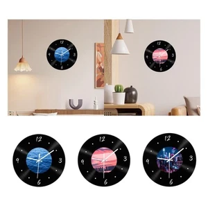Wall Clock Musical Black Vinyl Records Ornament for Dining Room Bar Hotel - Picture 1 of 22