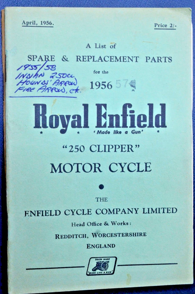 原装 Royal Enfield 250 Clipper 笔记本零部件 — 第 1/1 张图片