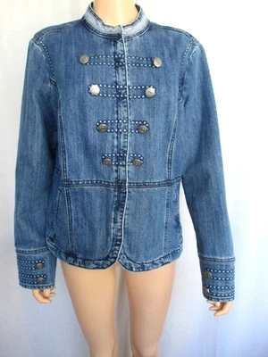 Chaqueta de mezclilla Baccini estilo militar para mujer talla XL azul con cremallera Foto 1 de 4
