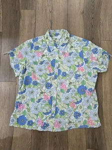 SagHarper Cotton Lawn Womens XL Hawaiian Floral Button Shirt - Picture 1 of 4