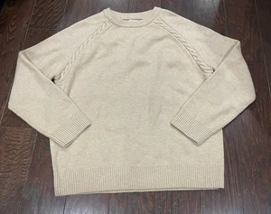 J. Crew Rugged Merino Wool Blend Soft Knit Beige Sweater Men Size Large - Picture 1 of 7
