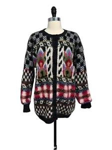 Fabuloso suéter vintage de lana mohair cottagecore con patrón de cuadros - Sin etiqueta de talla - Imagen 1 de 8