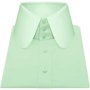 Mint Green High Club Collar 3button Round Penny Men 1920's Tailored Dress Shirt - Picture 1 of 11
