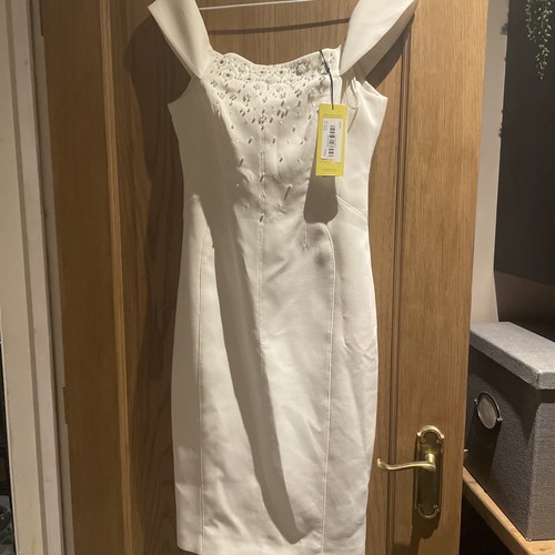 OFF WHITE Abito bianco crema Karen Millen taglia 10 nuovo con etichette