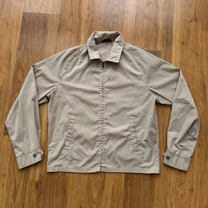 Vintage 50s 60s Sears Oakbrook Talon Zip Work Mechanic Beige Tan Jacket Large - Picture 1 of 12