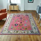 Pink and Beige 10x14 Wool Traditional  oushak Colorful Hand knotted Rug