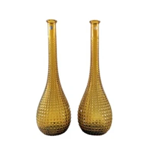 2 Empoli Glas Genie Flaschen Dekanter Amber Diamond Hobnail 60er Vintage Italy - Bild 1 von 10