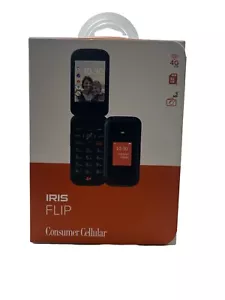 NEW - Consumer Cellular Iris Flip 8GB Black 4G LTE 5 Megapixels - Picture 1 of 3