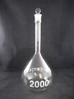 CHEMGLASS Glass 2000mL 2L Class A Volumetric Flask Stopper #27 CG-1600-10 1/PACK