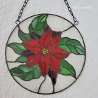 LARGE 12" STAINED GLASS POINSETTIA SUNCATHER WINDOW HANGER
