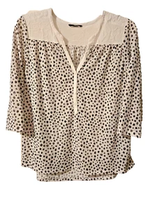 H&M White & Black Geometric Polka Dot Blouse Size L - Picture 1 of 4