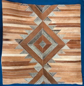 Callisto Home Rustic Cowhide Pillow Diamond Patchwork 22 X 22 - Picture 1 of 9