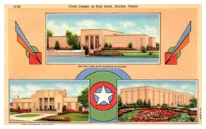 CIVIC CENTER Fair Park DALLAS, Texas TX linen - Postcard - Picture 1 of 2