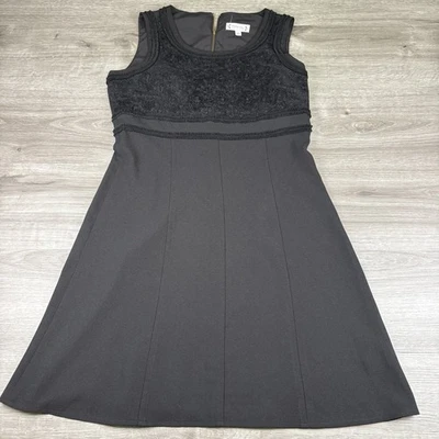 Vestido Nanette Lepore Feminino Tamanho 8 Preto Renda Entrada Detalhes Fluxo Elegante - Imagem 1 de 4