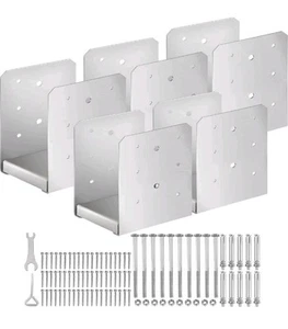 5 Pack 6"X 6" Post Base, Stainless Steel Post Anchors Adjustable Brackets - Picture 1 of 8