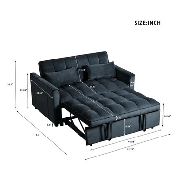Upholstered Sleeper Sofa Bed Convertible Sofa Pull Out Bed Loveseat Couch Lounge - Image 1 of 4