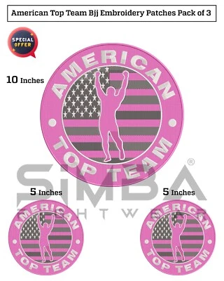 American Top Team BJJ Embroidery Patches BJJ Gi Patches BJJ Kimono Patches 3 Pcs - Image 1 of 4