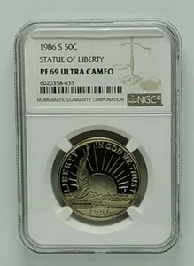 1986 S US 50 Cent Statue of Liberty NGC PF69 Ultra Cameo - Picture 1 of 4