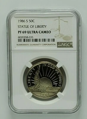 1986 S US 50 Cent Statue of Liberty NGC PF69 Ultra Cameo - Image 1 of 4