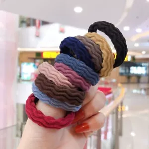 10Pcs Hair Ties Rubber Bands Thick Ponytail Holder Solid Color Hair Rope Girls - Picture 1 of 20