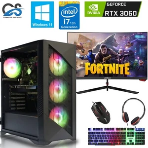 RTX Gaming PC Bundle 27'' Curved i7 12700KF 32GB DDR5 12GB RTX 3060 1TB M.2 W11 - Picture 1 of 11
