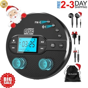 Rechargeable Personal Small Portable CD Player for Car with Bluetooth,Headphones - Picture 1 of 8