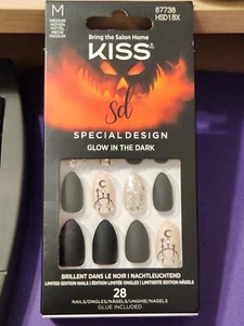 Kiss Special Design Glow In Dark Glue On Nails Crescent Moon Glitter Rhinestones - Picture 1 of 7
