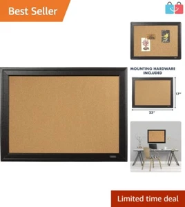 Modern 17" x 23" Cork Bulletin Board with Black Frame - Vision Board Ready - Picture 1 of 9