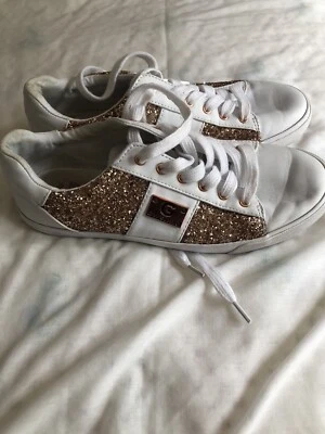 g by adivinar Zapatillas Cuero Blanco y Dorado 9 Med Mujer Oro Brillo  Foto 1 de 4