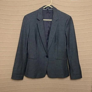 Express Jacket Womens Blazer Gray Career Office Button Front Academia Capsule 12 - Picture 1 of 12