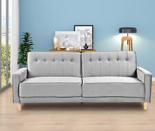 Velvet Sofa Bed 3 Seater Click Clack Living Room Recliner Couch Sofa Grey Blue