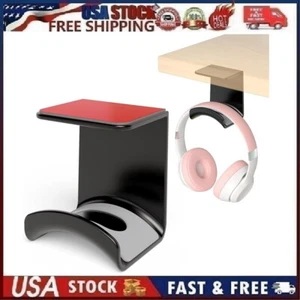Under-desk Headphone Holder Adhesive Acrylic Hanger Mount for Home Office - Picture 1 of 15