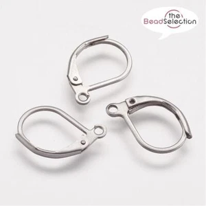 20 SURGICAL STAINLESS STEEL 316 HYPOALLERGENIC LEVER BACK EARRINGS 16mm STA3 - Picture 1 of 4