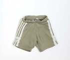 adidas Boys Green Cotton Sweat Shorts Size 2-3 Years Regular Drawstring